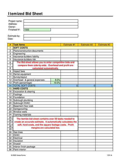 sheet metal bids|create your own bid sheet.